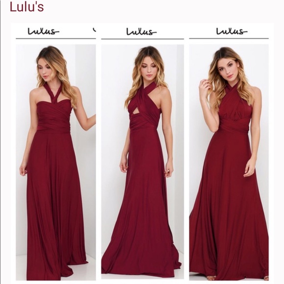 Lulus Dresses & Skirts - LuLus convertible burgundy maxi dress size S